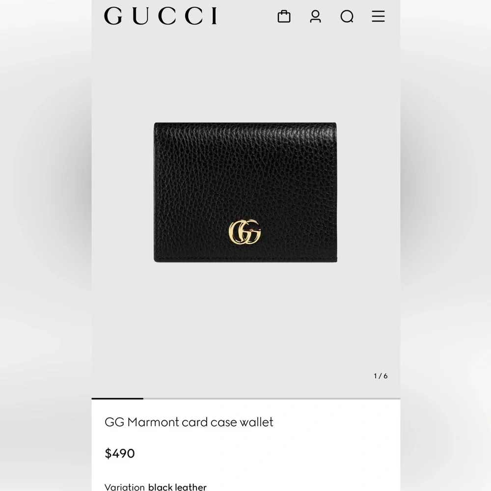 Gucci Black Pebbled Leather Wallet with Gold Double G